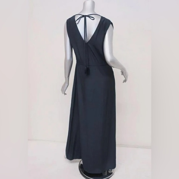 Calypso St. Barth | Boho Tassel Maxi Dress Trila Dark Navy Matte Satin | Sz M - Picture 2 of 12